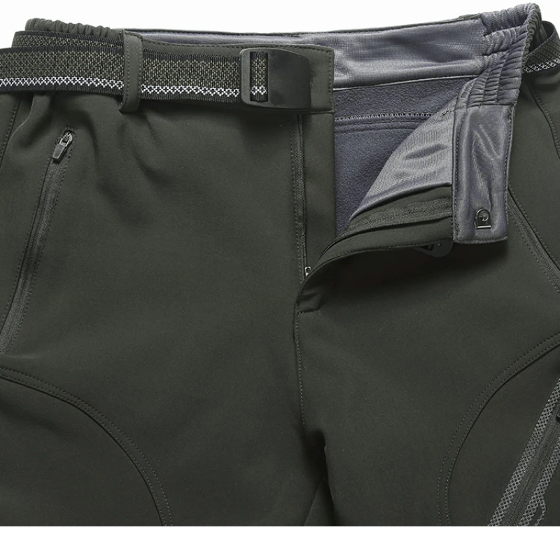2024 Big Size Waterproof Pants Men Soft Shell Fleece Warm Trousers Male Outdoor Plus Large 9XL 4XL 8XL Work Winter Autumn Black 5
