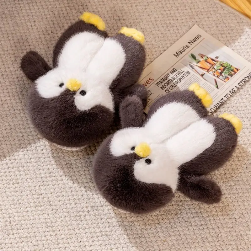 Lovely Cartoon Penguin Slippers Woman Home Keep Warm Shoes Winter