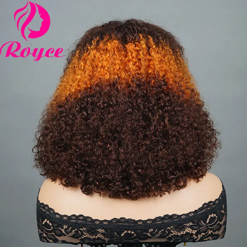 220 Density Ombre Brown Blonde Kinky deep Lace Front Human Hair Wig Red Burgundy Curly Glueless Wig Human Hair Ready to Wear