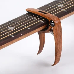 Premium Metal Guitar Capo with Built-In Picks Holder for All String Instruments (Wood)
