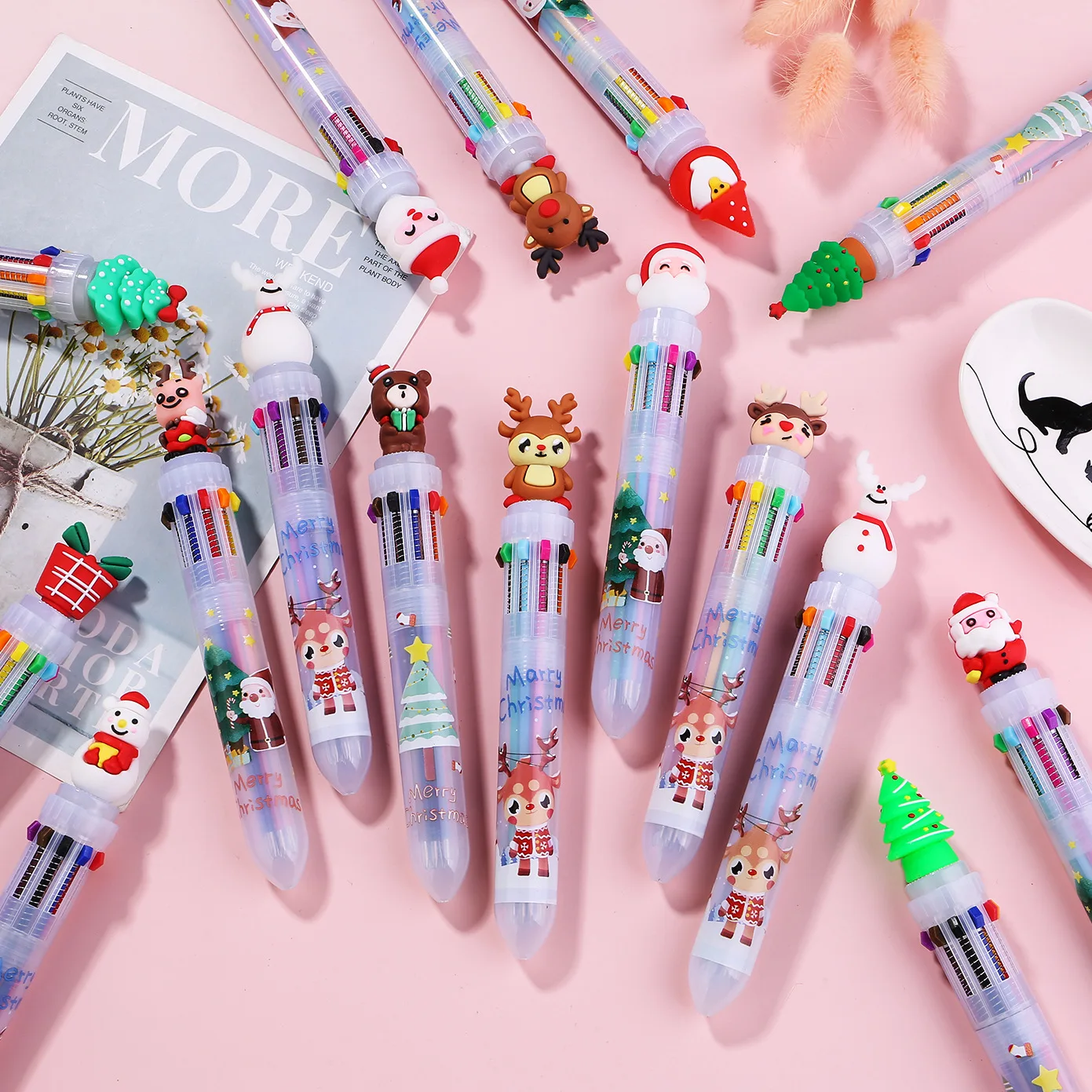 0.5mm Cute Cartoon 6/10 Colors Ballpoint Pen Christmas Gift Pen Student  Plastic Pen School Office Supplies - Ballpoint Pens - AliExpress