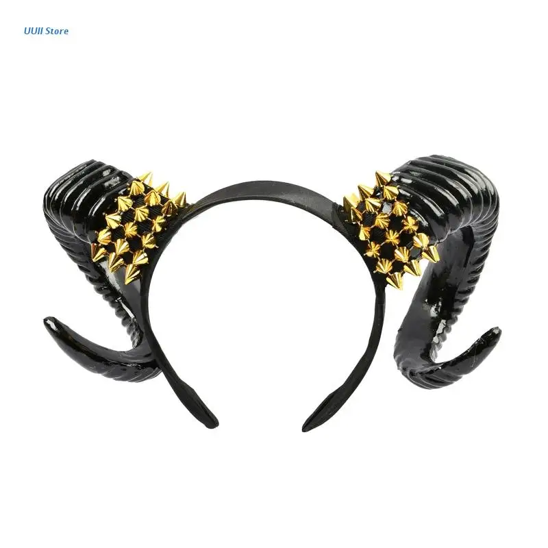 Black Color Sheep Bull Horn Shape Cosplay Horn Headband Artificial Ox