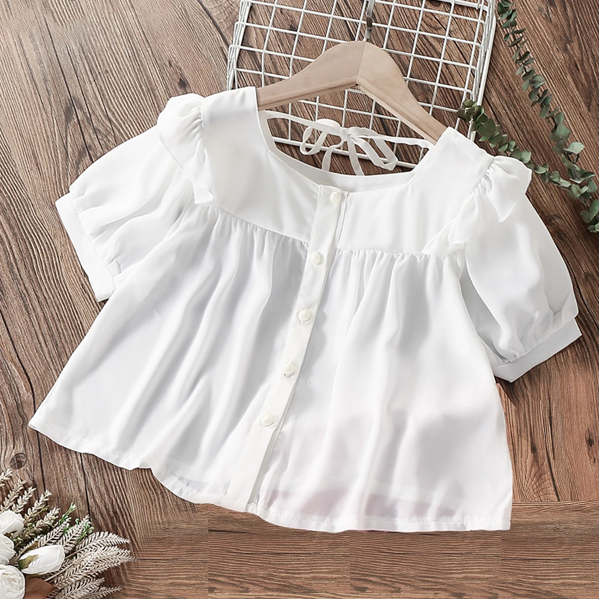

Kids Chiffon Shirts for Girls Blouses School Short Sleeve Summer Teenager Costume Children Vestidos Baby Tops 6 8 10 12 14 Years