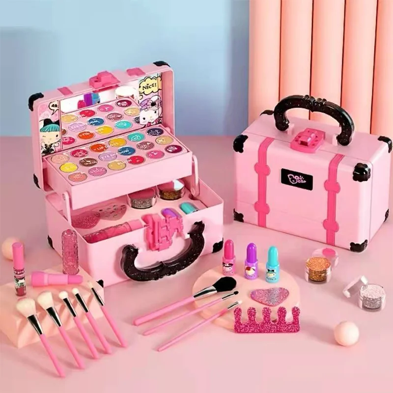 

Kids Makeup Cosmetics Playing Box Princess Girl Toy Play Set Lipstick Eye Shadow Safety Nontoxic Toys Kit for