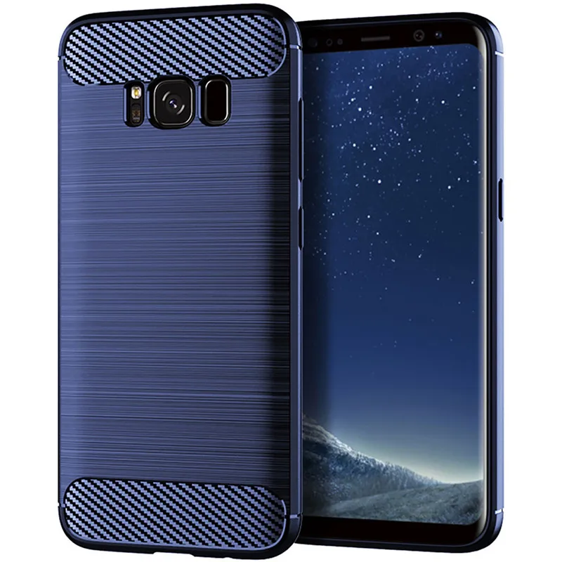 Shockproof Silicone Brushed Carbon Fiber Back Cover Case