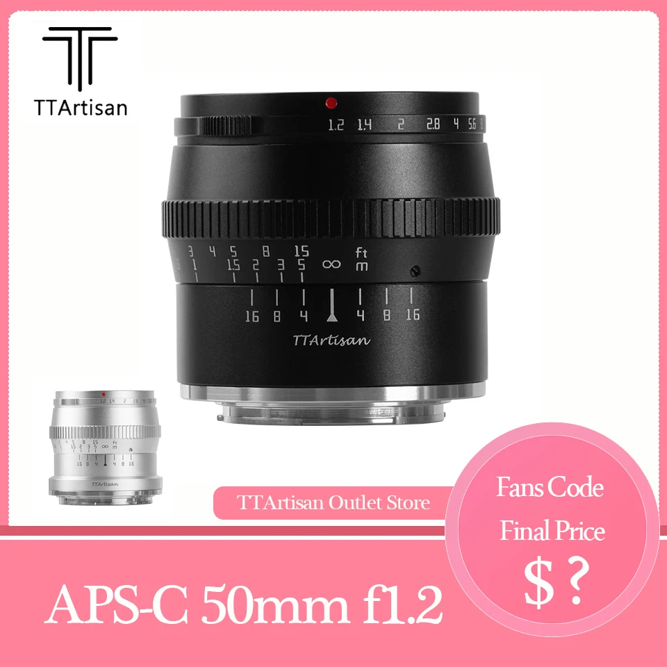 TTArtisan APS C 50mm F1.2 Portrait Lens for Sony A6000 A6500 A7 A9 Fuji