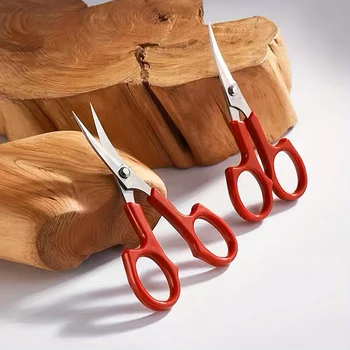 Stainless Steel Embroidery Scissors | Curved Tip, Raised Head for Cross Stitch & Sewing | Comfort Grip PP Handle