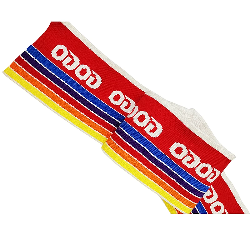 Фото JIETAI-Rainbow Stripe Двусторонняя жаккардовая швейная ребристая ткань с буквами, вязаное пальто своими руками, аксессуары для ткани, воротник №3