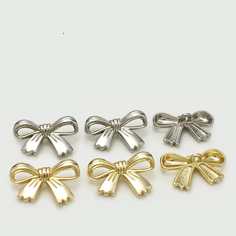 10pcs 20mm 23mm 28mm Gold Silver Metal Hollow Bow Buttons Special Button Wholesale 2