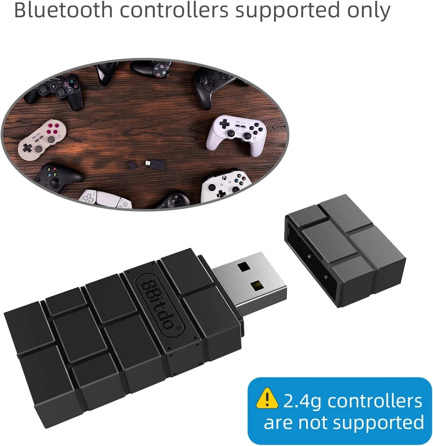  8Bitdo Wireless USB Adapter for Switch, Windows, Mac &  Raspberry Pi - Compatible with Xbox, PS5 Controllers : Video Games