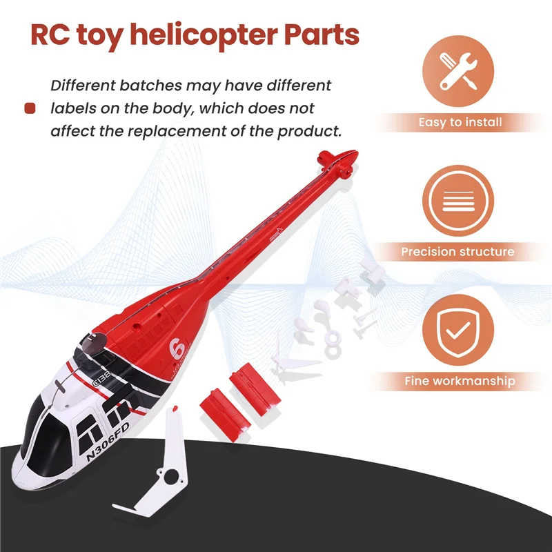 Profil de la coque de mise à niveau pour hélicoptère RC C138 Bell 206, montrant les lignes aérodynamiques.
