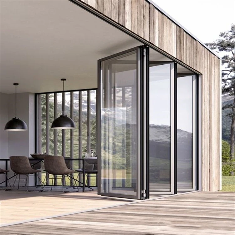 

Y-TOP 2023 Simple Design Aluminum Glass Folding Door Sliding Folding Glass Door Automatic Folding Glass Sliding Door