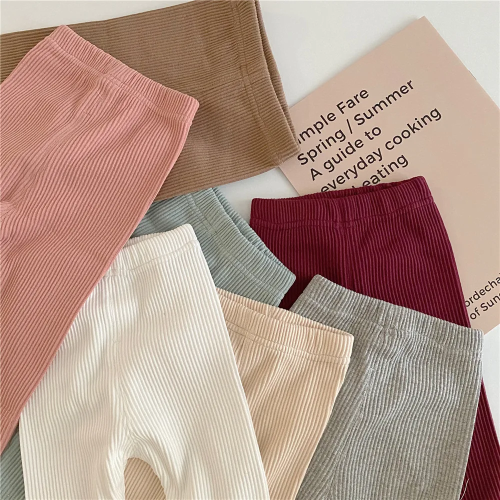 MILANCEL New Spring Baby Leggings Toddler Cute Simple Solid Color Skinny Pants Girls Trousers 3