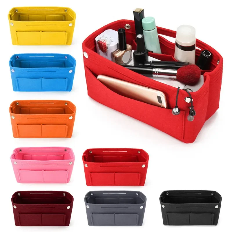

Multifunction Women Makeup Cosmetic Bags Travel Inner Purse Portable Handbag Storage Organizer Tote Felt Insert Bag