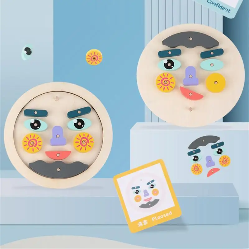 

3D Face Changing Puzzle Early Education Wooden Exercise Baby Hands On Brain Play Imagine Face Changing Game kids Sensorial Toy