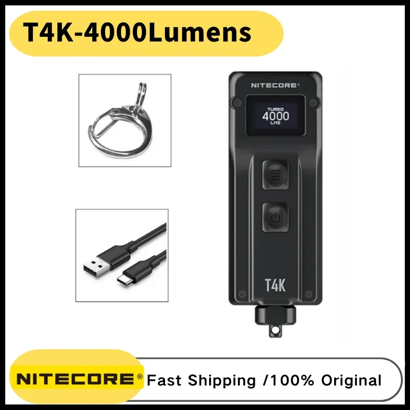 NITECORE T4K 4000 Lumens Portable Keychain Flashlight Rechargeable With