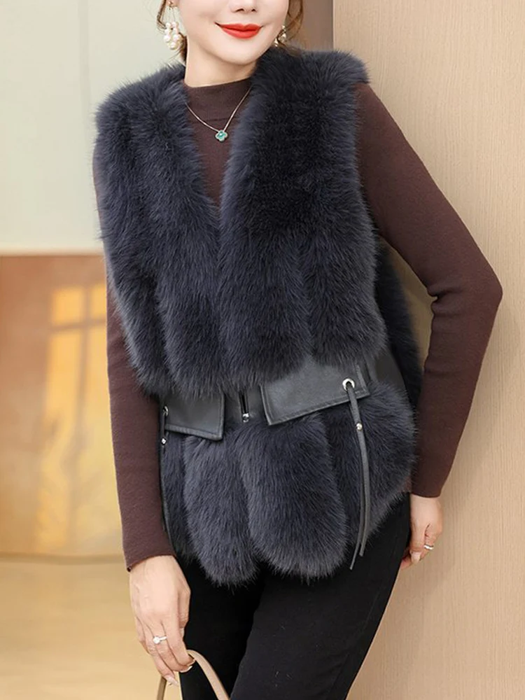 

Winter Vest Coat For Women New Fur Coat Warm Outwear Sleeveless Jacket High Quality Faux Fur Soft Coat