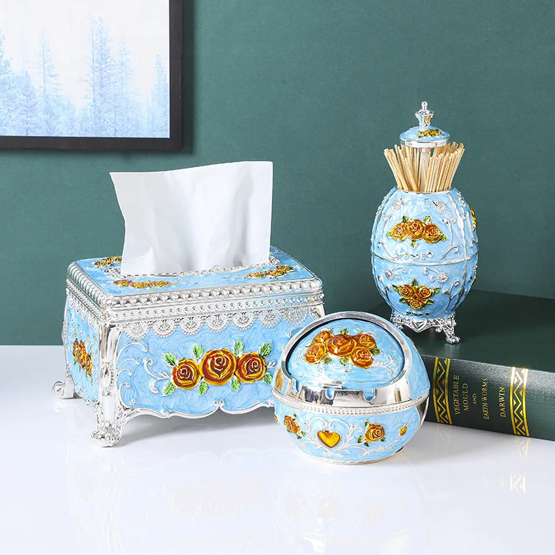 Set 3pcs tissue box cute toothpick box Ashtray Organizer box Nordic style home decor multi-functional tissue dispenser holder 3