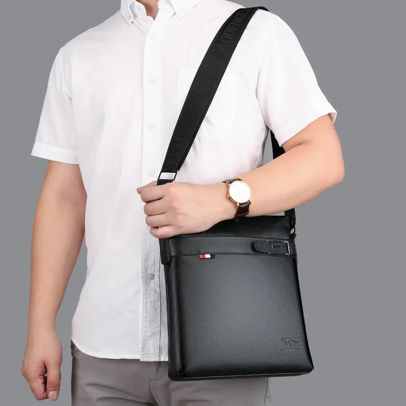 Genuine Top Grain Leather Men's Single Shoulder Bag Fashionable Casual Male Crossbody Pack New Style Student Bag