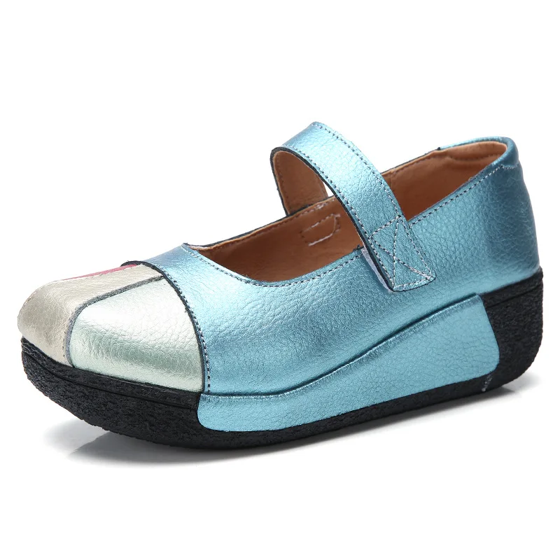 

ZXRYXGS 2023 New Spring Spell Color Genuine Leather Shoe Platform Heightening Shoes Wedges Light Comfortable Women Fashion Shoes