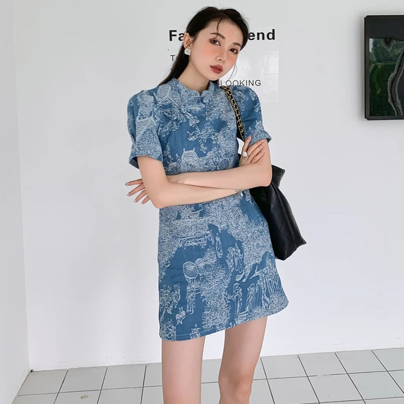 

2023 New Dress Retro National Style Button Improved Cheongsam Heavy Work Embroidery Free Shipping