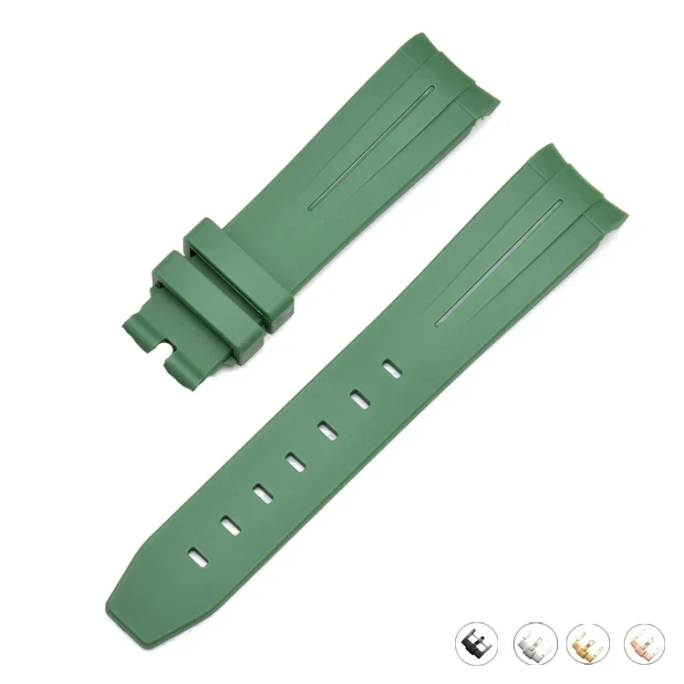 Silicone Diving Sport Watch Band – Waterproof Curved End Rubber Strap