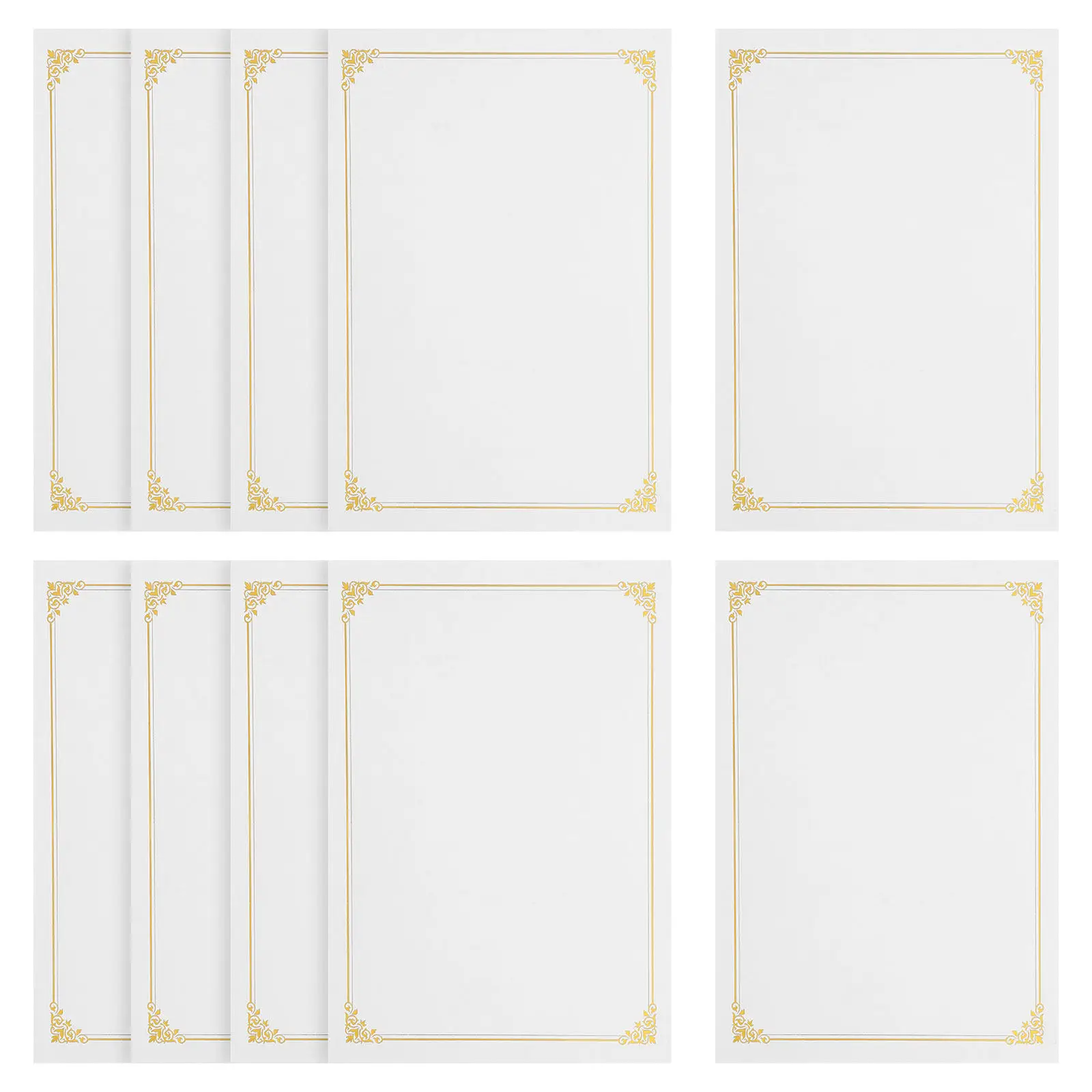 10Pcs 인증서 용지 A4 금박 빈 디플로마 인쇄용 상장 용지 졸업 학업 및 직원 인증서용