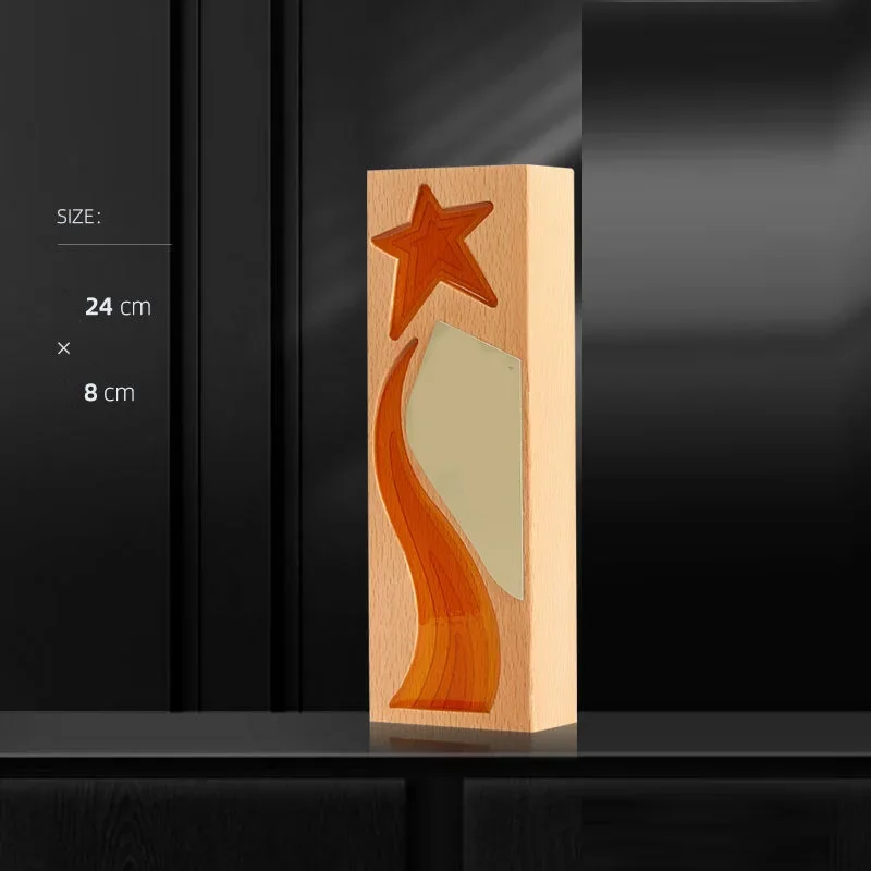 Customized Creative Crystal Solid Wood Trophy, Sports, Music, Award, Business, Events, Gifts, Home Decoration, High-end, 1Pc