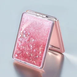 Vibrant Flowing Sand Double - Sided Chic Mini Makeup Mirror (Pink 1)