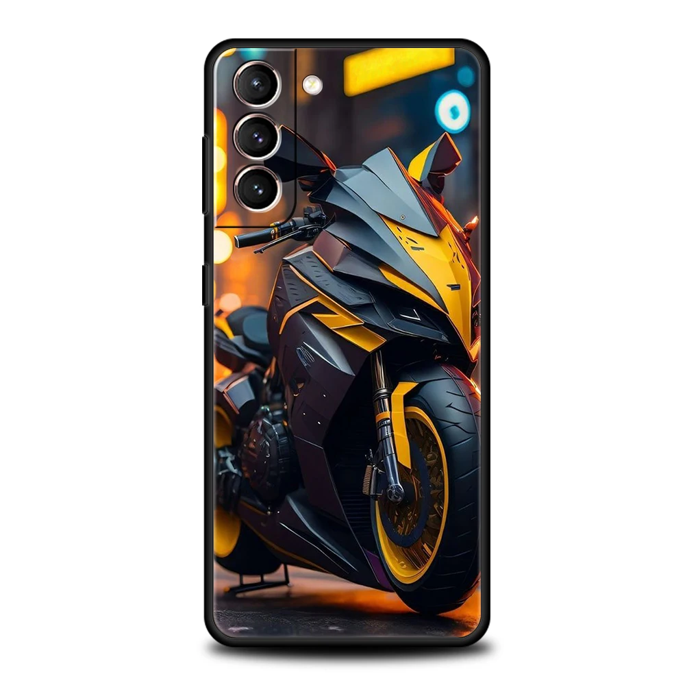 Motorcycle Themed Silicone Phone Case - Stylish Protective Cover