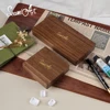 SeamiArt 1pc Black Walnut Wood Rectangle Painting Box with Palette Half Pans for Watercolor Subpackage Storage Art Supplies 3
