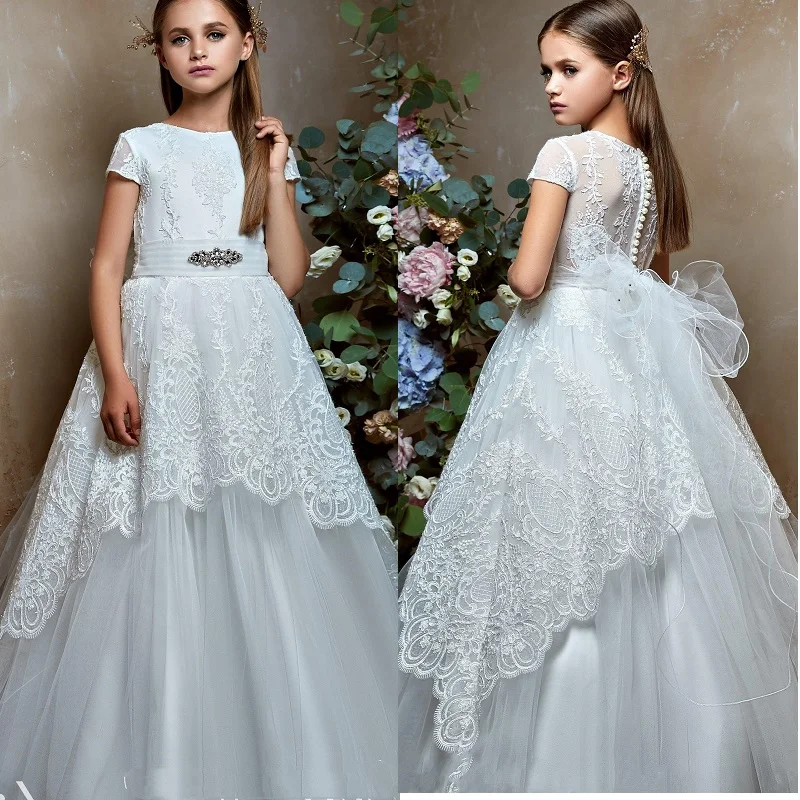 

Flower Girls Dresses For Wedding Tulle Lace Long Girl Dress Party Christmas Dress Children Princess Costume For Kids