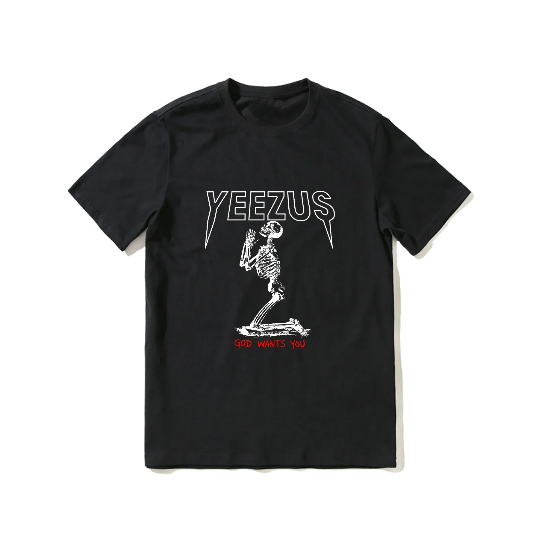 2023 Hot Sale Summer 100% Cotton Yeezus Rap Kanye West God Wants You Black T Shirt Men Short Sleeves Cool Tee Streetwear T-shirt