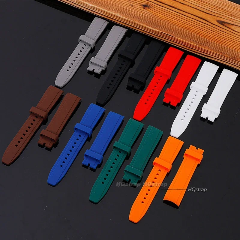 Curved End Rubber Silicone Waterproof Watch Strap - Soft 20mm 22mm Wristband