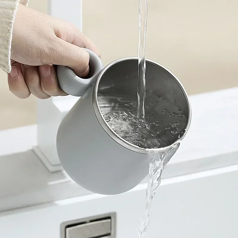 JUSTINLAU Couple Toothbrush Stainless Steel Liner Children's Simple Mouthwash Cup Drinking Utensil Home Bathroom_voghion.com