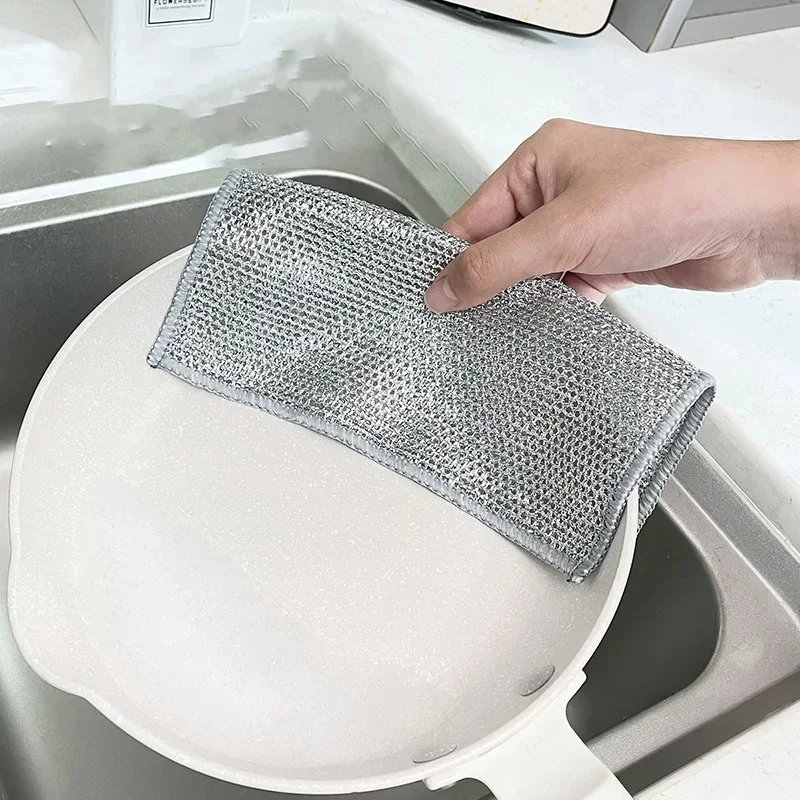 Rust Removal Cleaning Cloth Kitchen Magic Dishwashing Towel Metal Steel Wire Cleaning Rag Microwave Stove Clean Tools Dish Cloth dish cleaning cloth kitchen cleaning tool