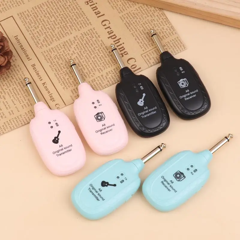 1set  A8 Guitar Wireless System Transmitter Receiver Built- In Rechargeable Wireless Guitar Transmitter