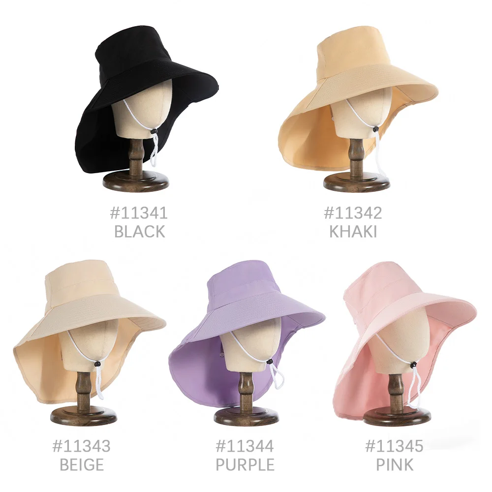 Outdoor Sun Bucket Hat for Women Girls Fishing Hat Wide Brim Bucket Hat with Neck Cover 50+ UPF Protection Safari Cap