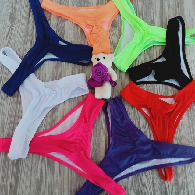 Bañador bikini de poliéster con tanga brasileño para mujer, bañador  femenino con costuras laterales, braguitas, corte clásico, traje de baño  corto para mujer - AliExpress