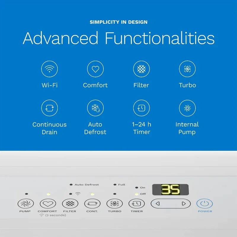 hOmeLabs 4500 Sq. Ft. WiFi-Enabled Dehumidifier with Pump -Superior Moisture Removal & Humidity Control for Large Rooms, Offices 4