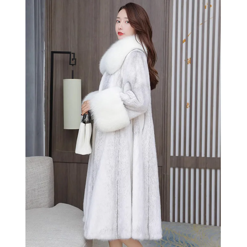 Luxury Brand Fur Coats Women Big Size Long Faux Fur Jacket Warm Thick Winter Jacket Fur Collar Long Sleeve Women Clothing