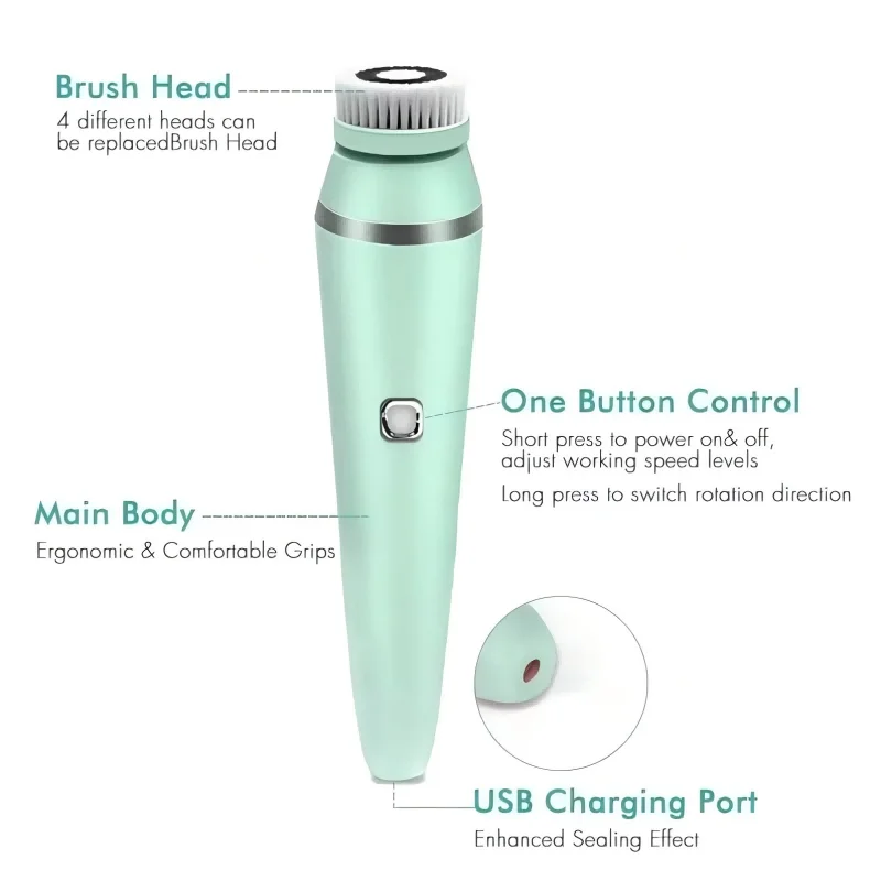 Waterproof IPX7 Deep Clean Facial Exfoliating Massager Brush