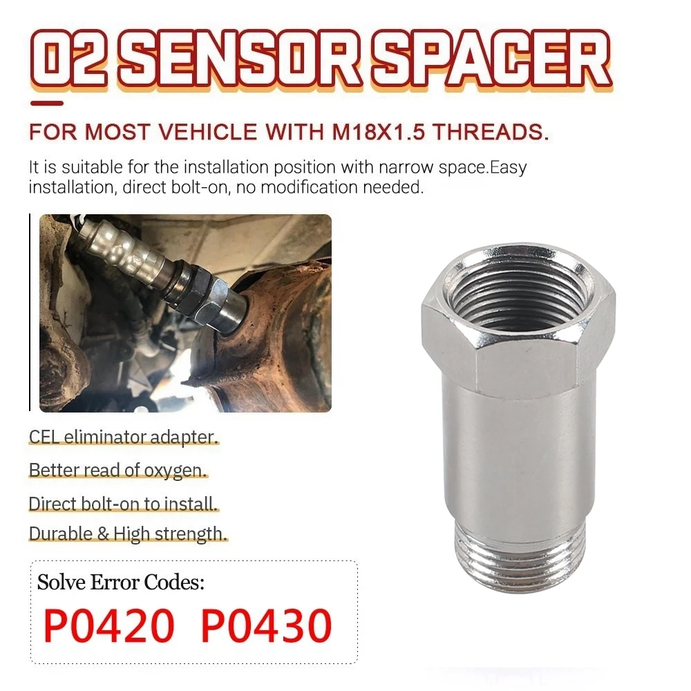 M18x1.5 Oxygen Sensor Lambda O2 Extension Extender Spacer Adapter Exhaust Steel Oxygen Sensor Spacer P0420 P0430 1Pcs/2Pcs