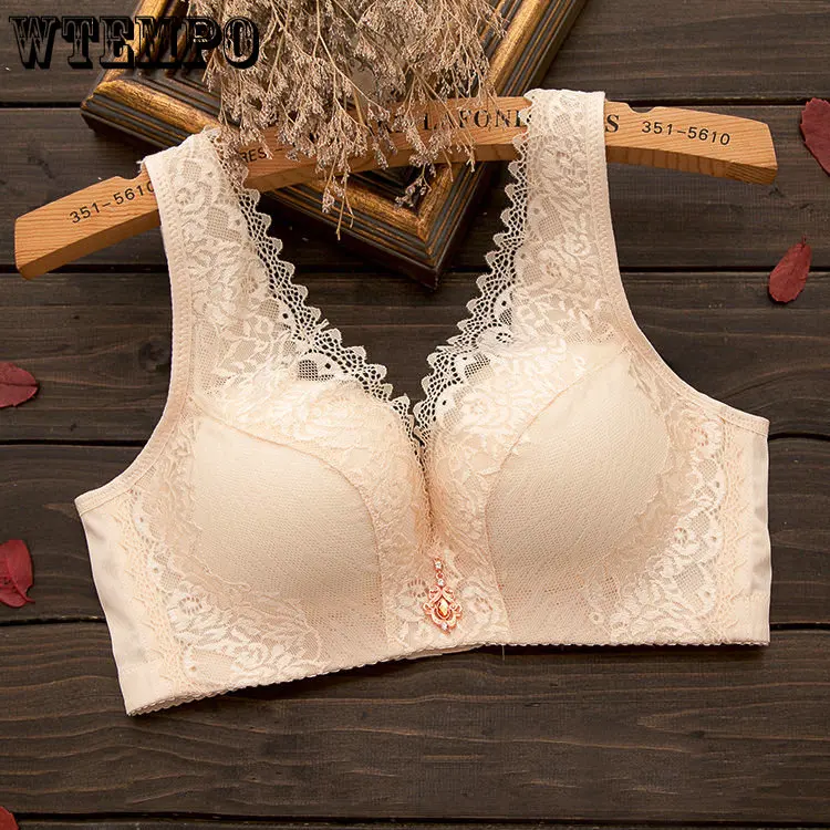 

Sexy Lace Bra for Women Gather Without Steel Rings Adjustable Underwear Tank Top Style Sensual Lingerie Wide Back Bra Woman