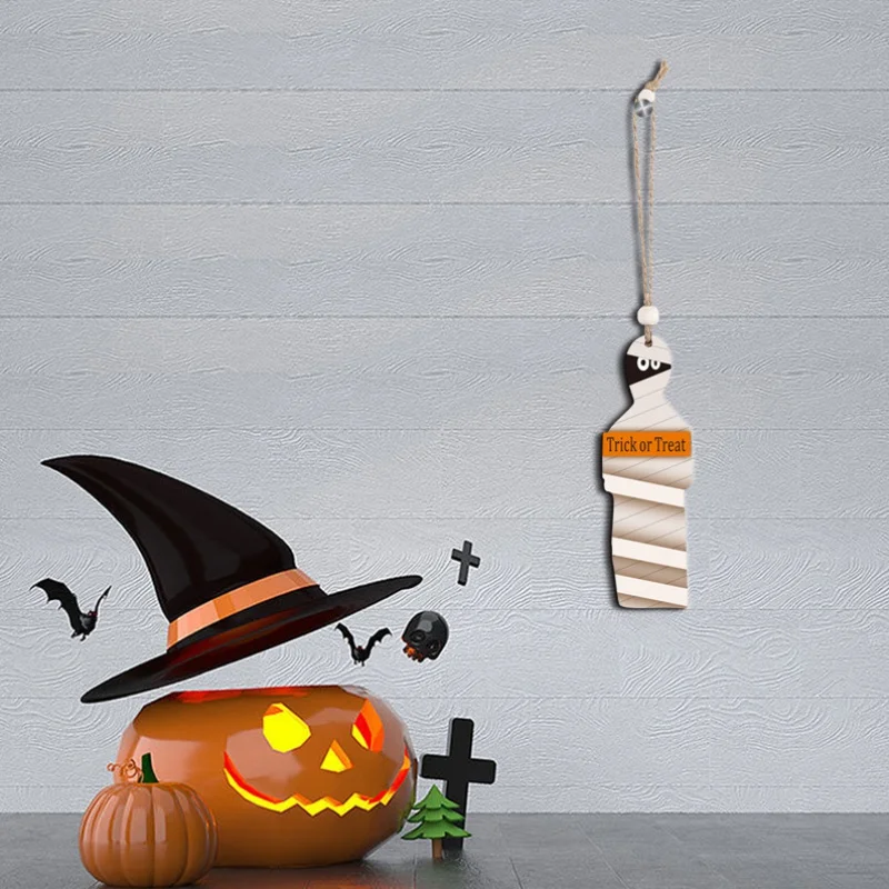 

Halloween Decorations Pendant Party Dress-Up Pendant Skeleton Ghost Painted Wooden Pendant