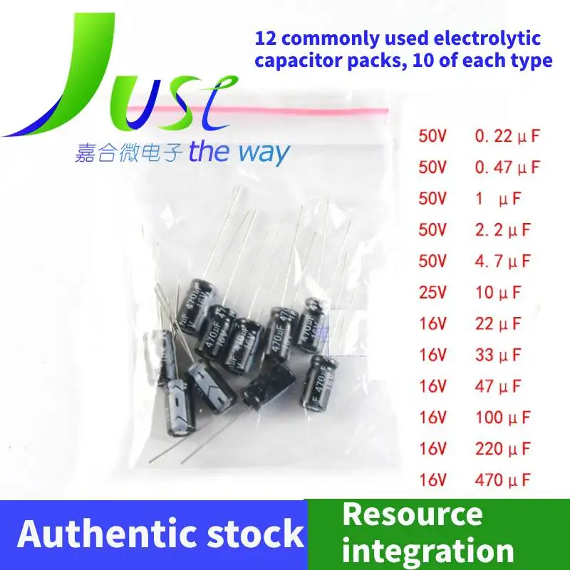 Commonly used 12types of 0.22uf-470uf electrolytic capacitor packs with a total of 120 inline aluminum shell capacitors 1 100pcs 470uf 35v 10x17 10 17 inline aluminum electrolytic capacitor brand new and of good quality in stock