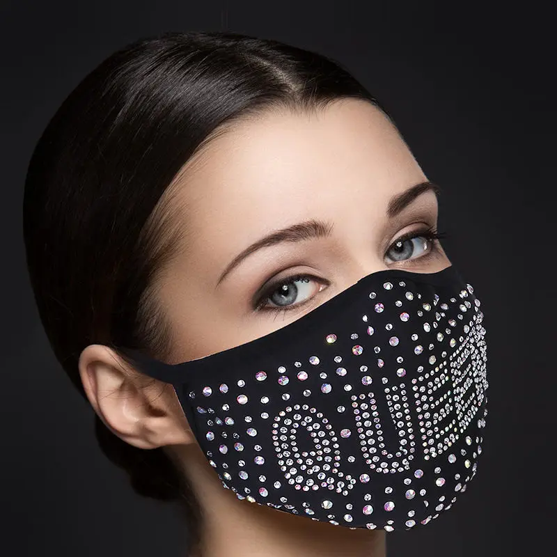 Diamond Sequin Mask Windproof Outdoor Sports Hiking Hanging Ear Lace Sunscreen Face Shield
