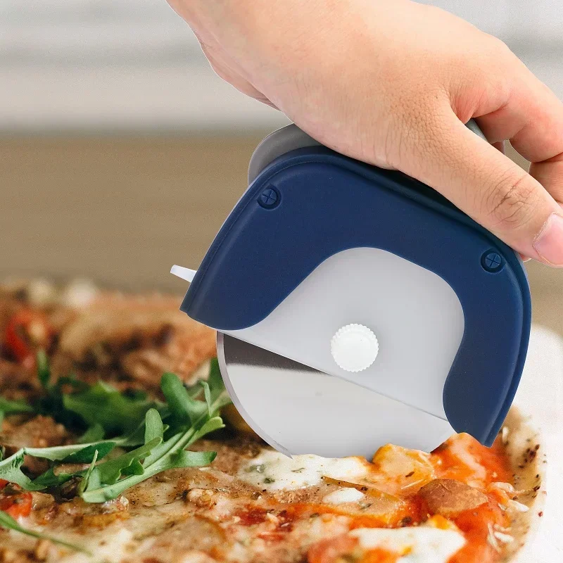 Stainless Steel Circular Roller Pizza Knife Single Wheel Pancake Cutting Tool Suitable for Gatherings and Restaurants Pizza Tool