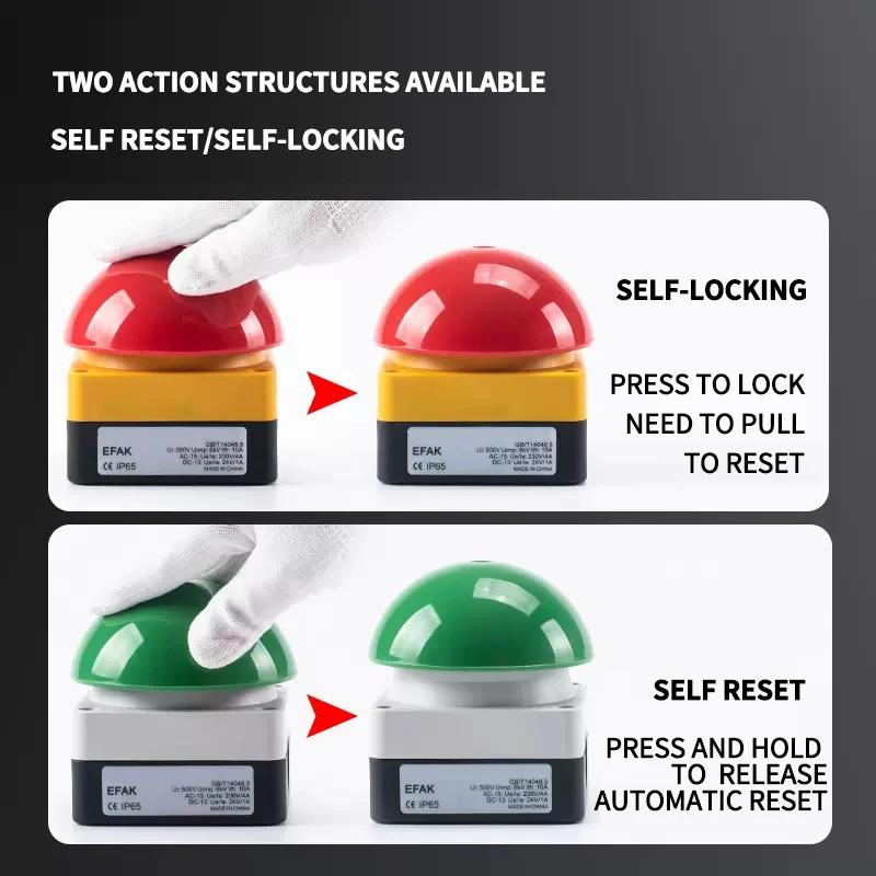 1/5/20 Pcs Hand Tap Foot Switch Button Switch Answering Device with Hemispherical Mushroom Head Self-locking and Self-resetting