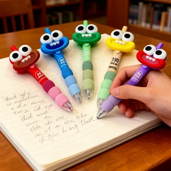 5 Penne a Sfera Carine e Creative, Nere, Punta Fine 0,5 mm, Adatte per Scuola, Ufficio e come Regalo per Studenti.